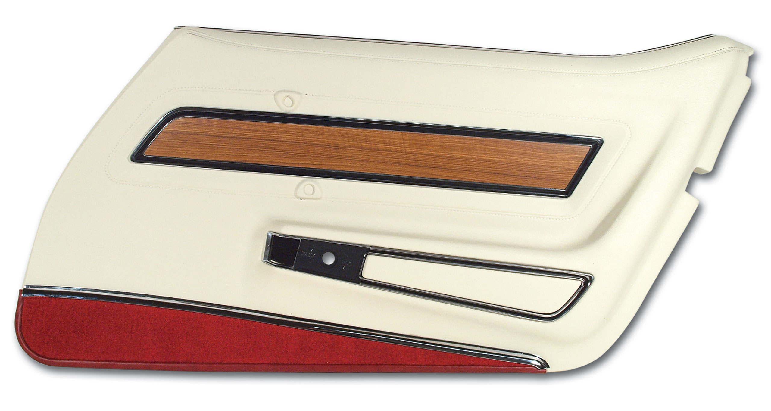 76 Corvette C3 Door Panel White Deluxe W/Firethorn And Teak Insert RH CA-443876 