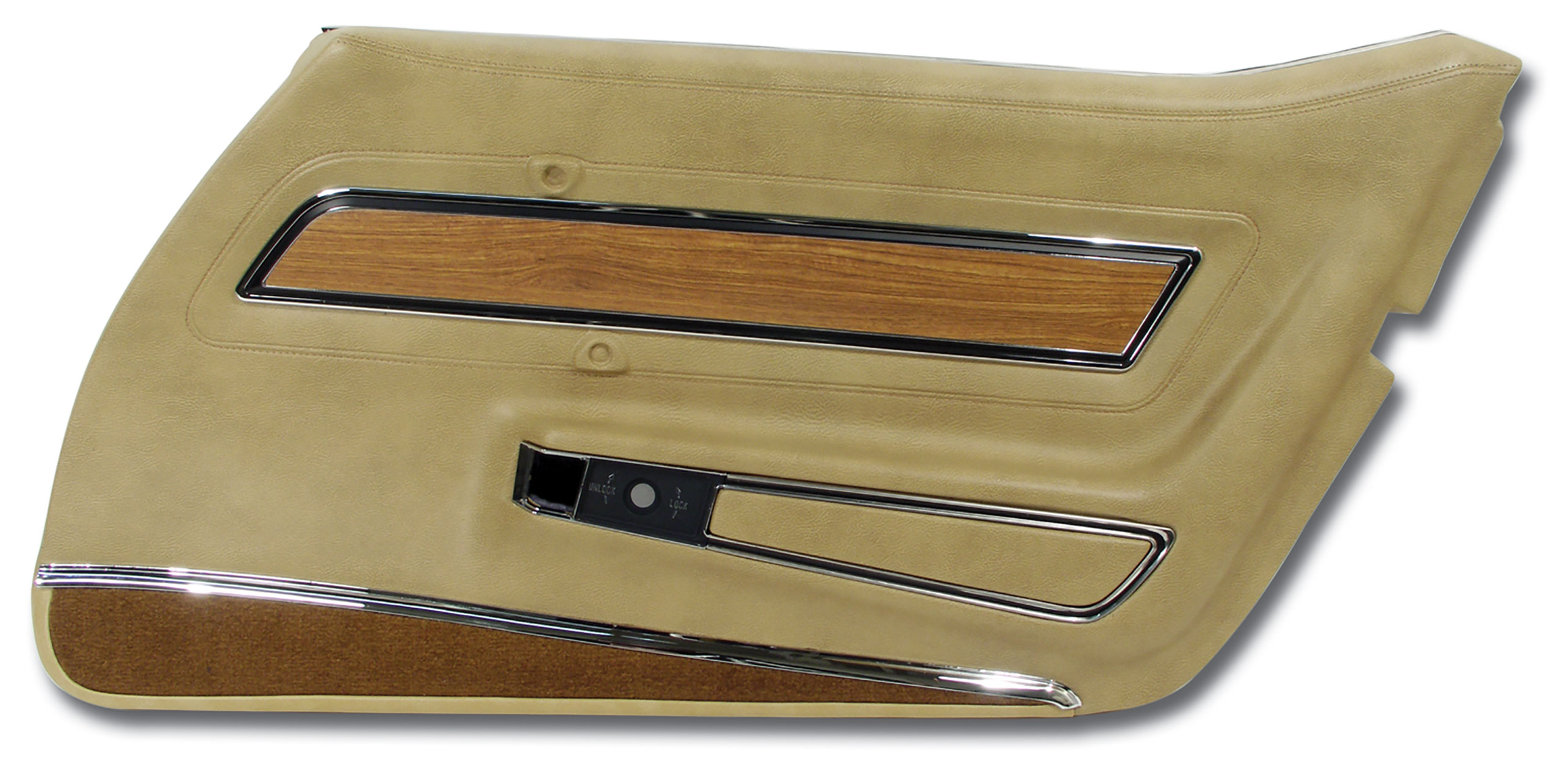 1976 Corvette C3 Door Panel Buckskin Deluxe W/Teak Insert RH CA-4438A1 