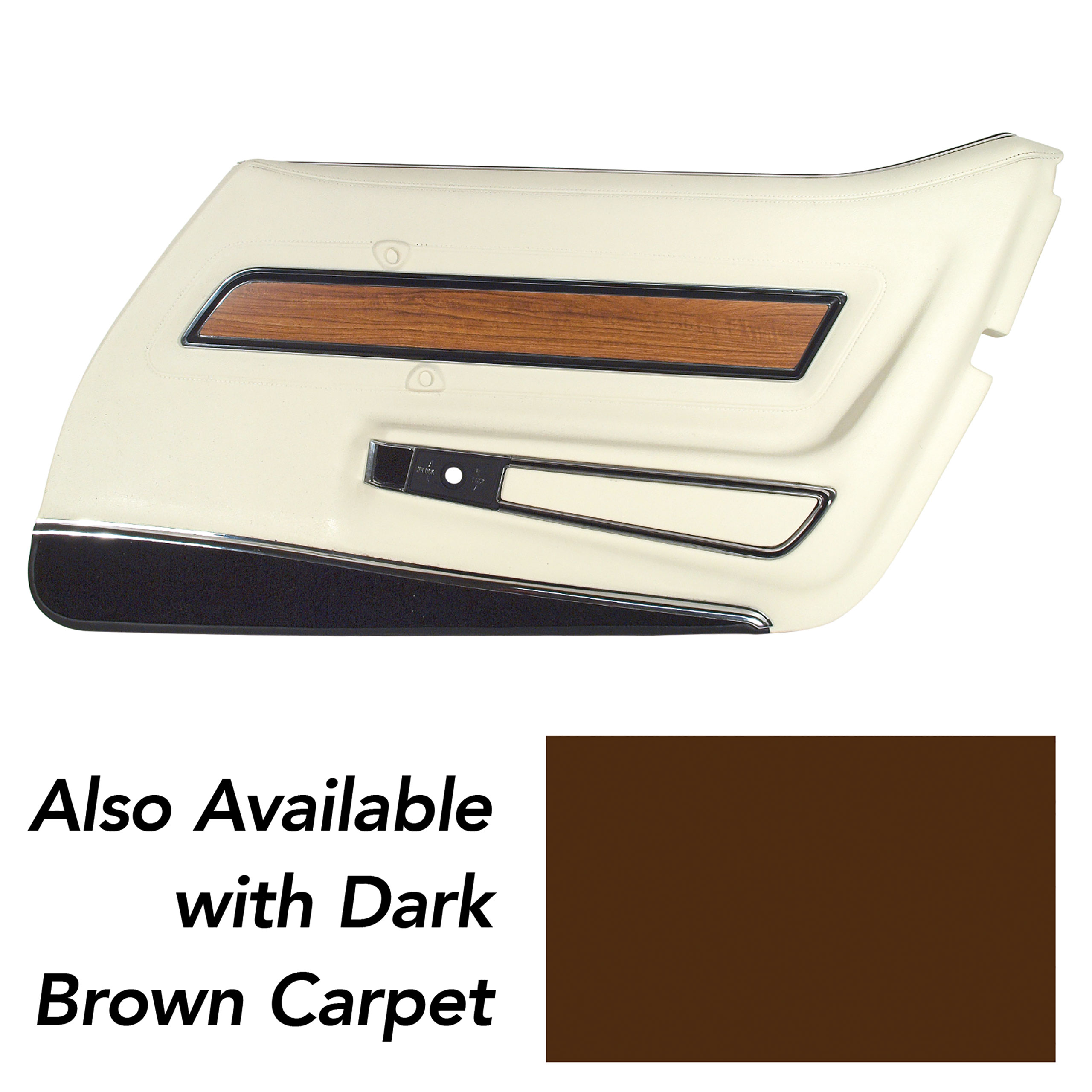 76 Corvette C3 Door Panel White Deluxe W/Dk Brown And Teak Insert RH CA-4438Z6 