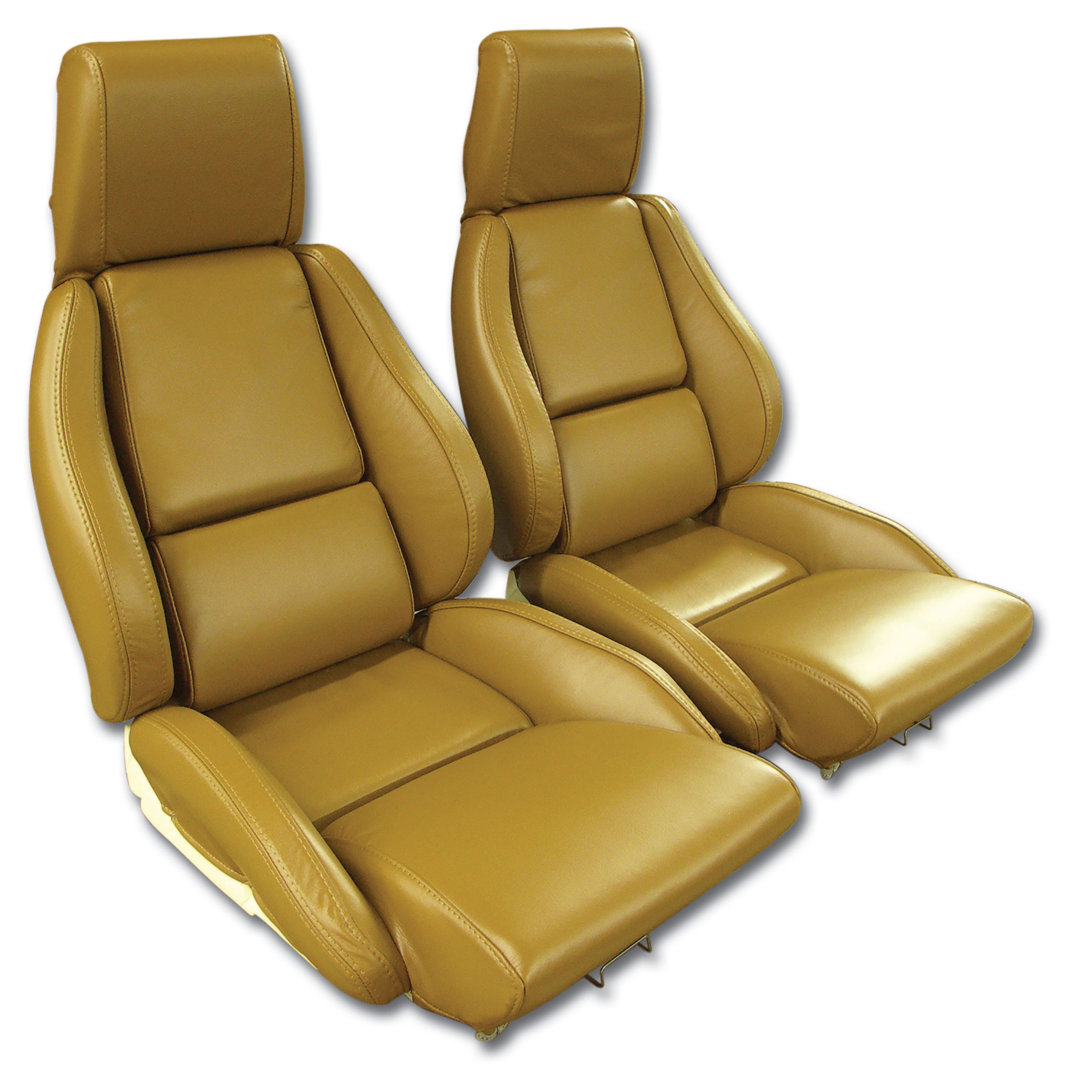 88 Corvette C4 OE Style 100% Leather Standard Seat Covers W/O Perforated Inserts Saddle CA-468478 