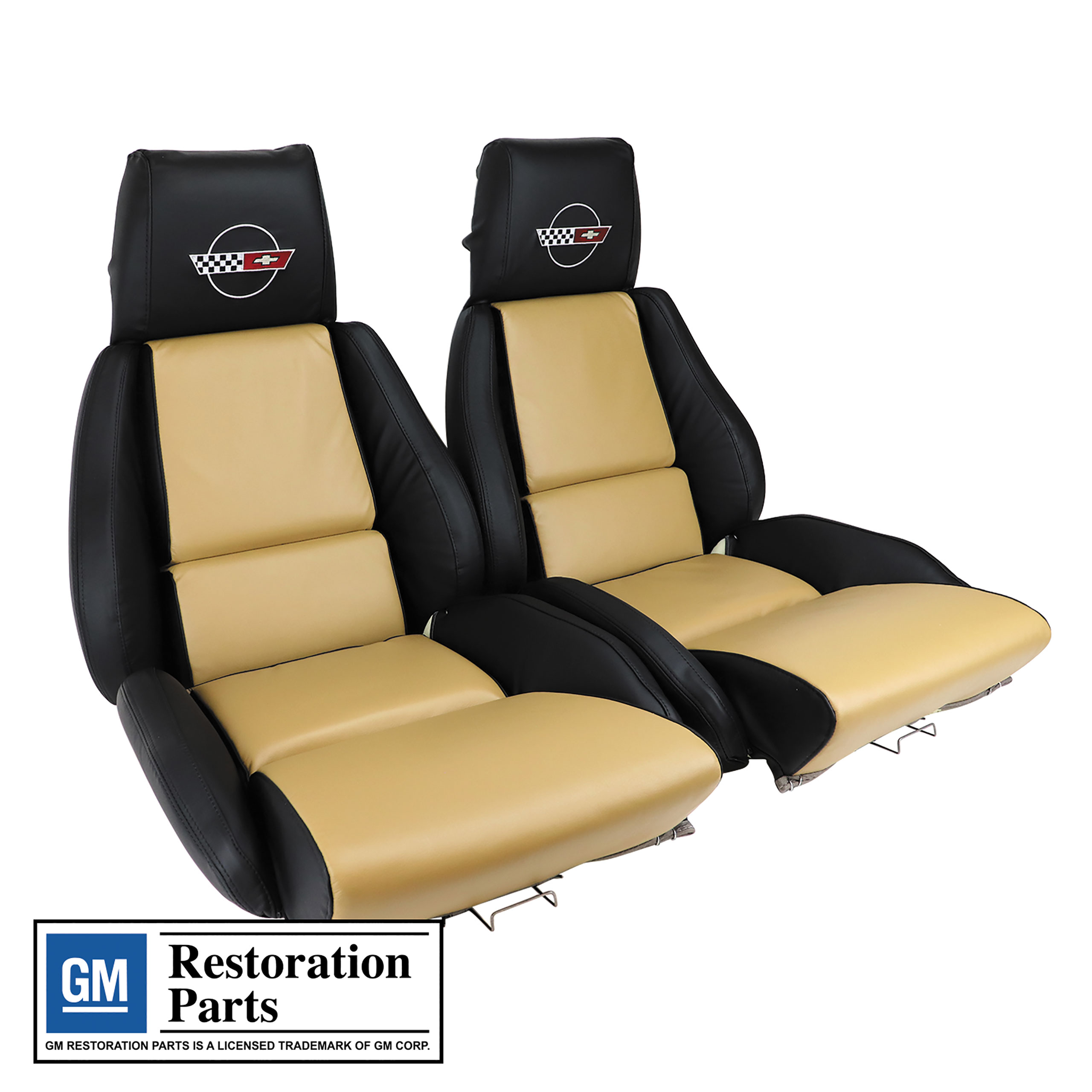 84-88 Corvette C4 468920 OE Style Leather-Like Sport Seat Covers W/O Perforated Inserts Black CA-4684EM 