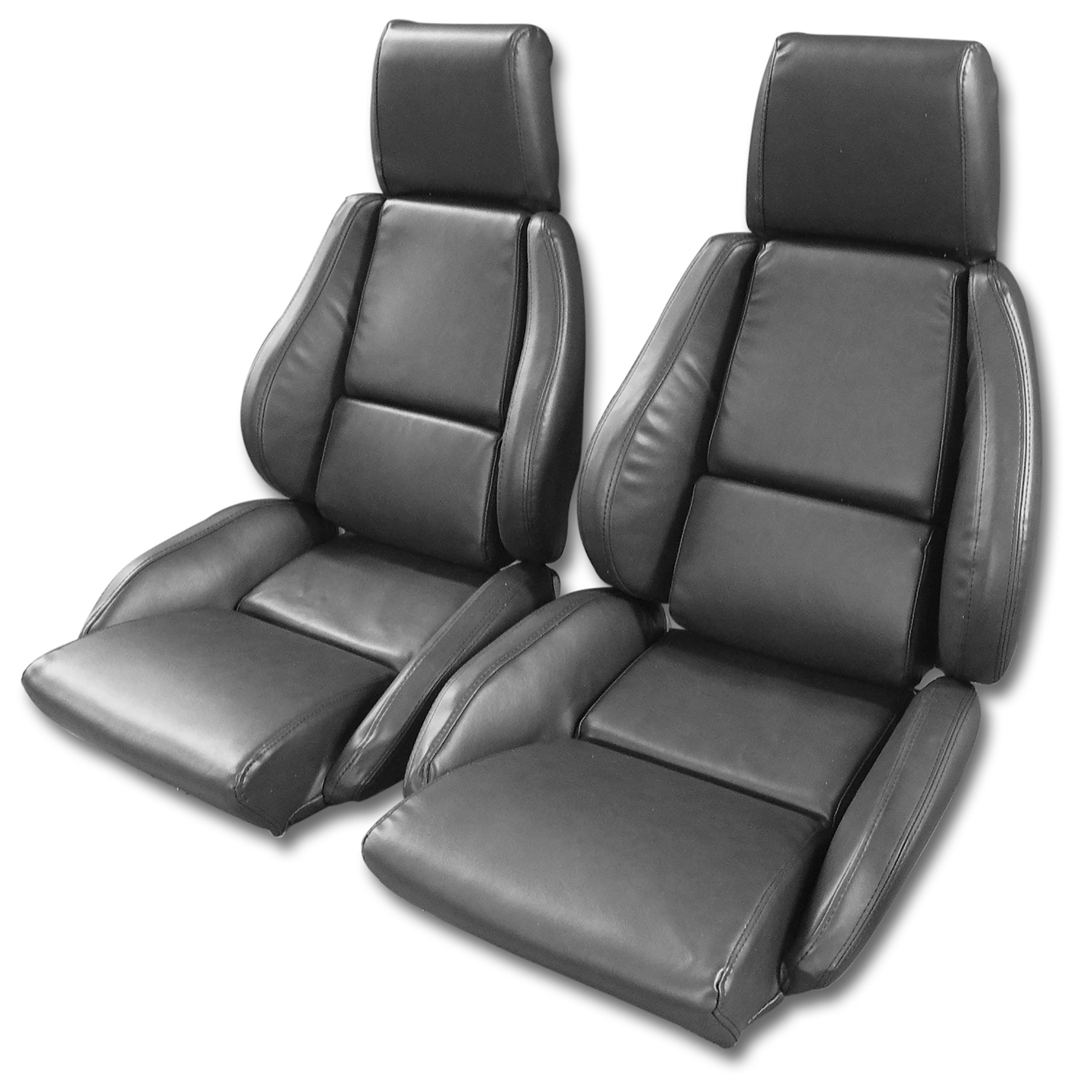 84-87 Corvette C4 468469E OE Style Embroidered Standard Leather Seat Covers W/Non-Perf Inserts Gray CA-468722 