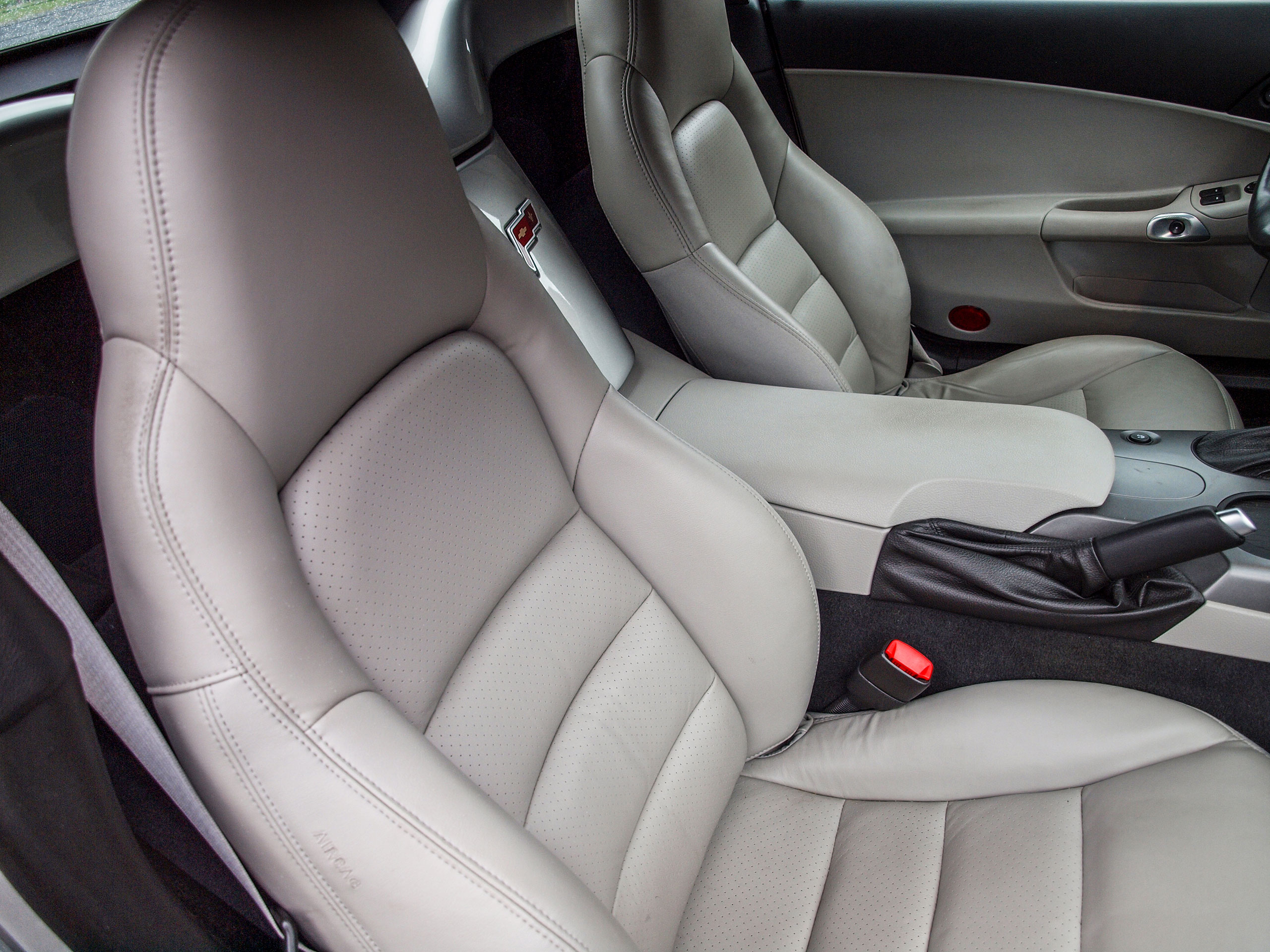 Reproduction Leather Sport Seat Covers W/Perforated Inserts Titanium ...