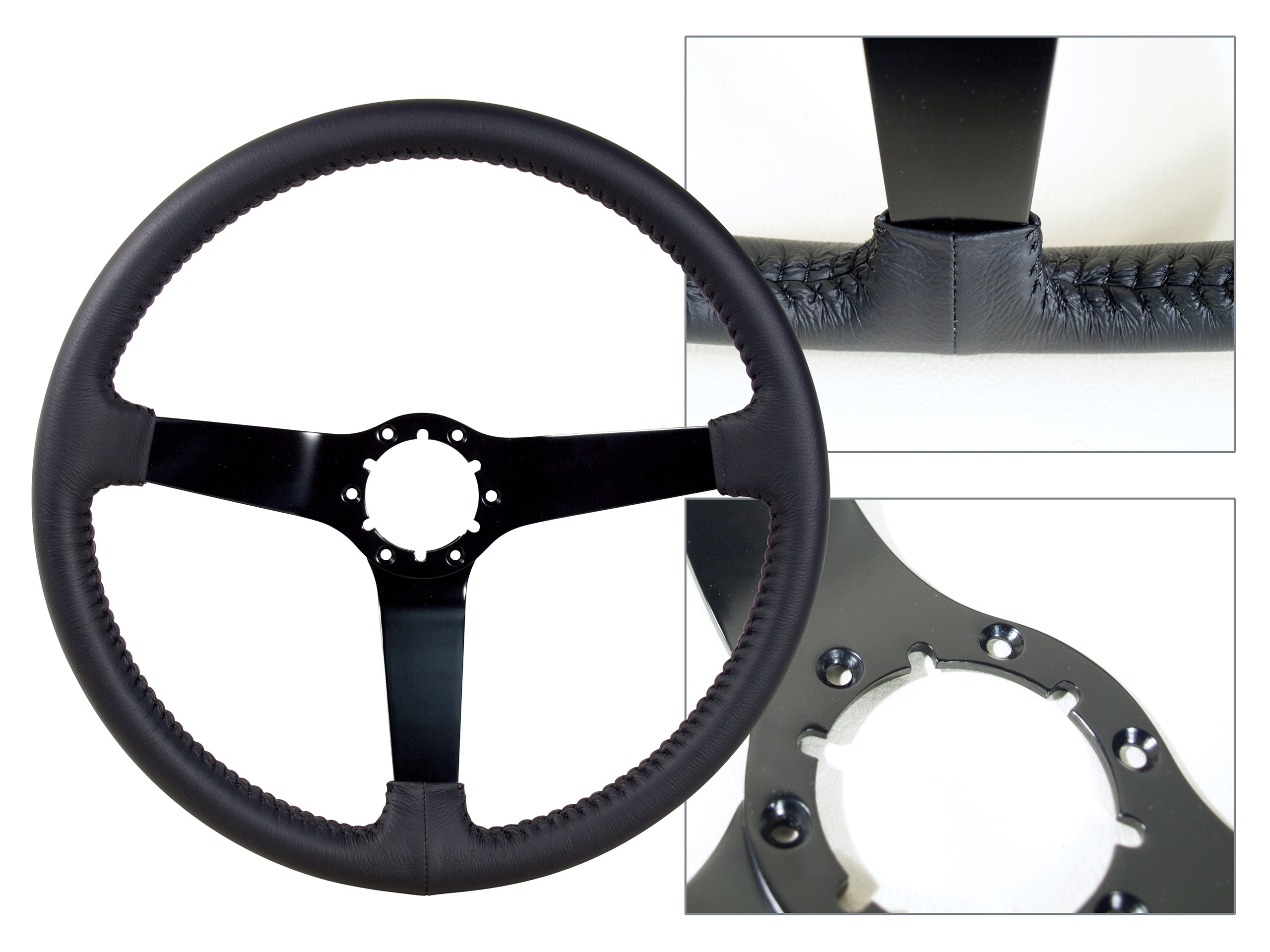 1968-1982 Corvette C3 Steering Wheel Black Driver Leather/Black 3 Spoke CA-51025 