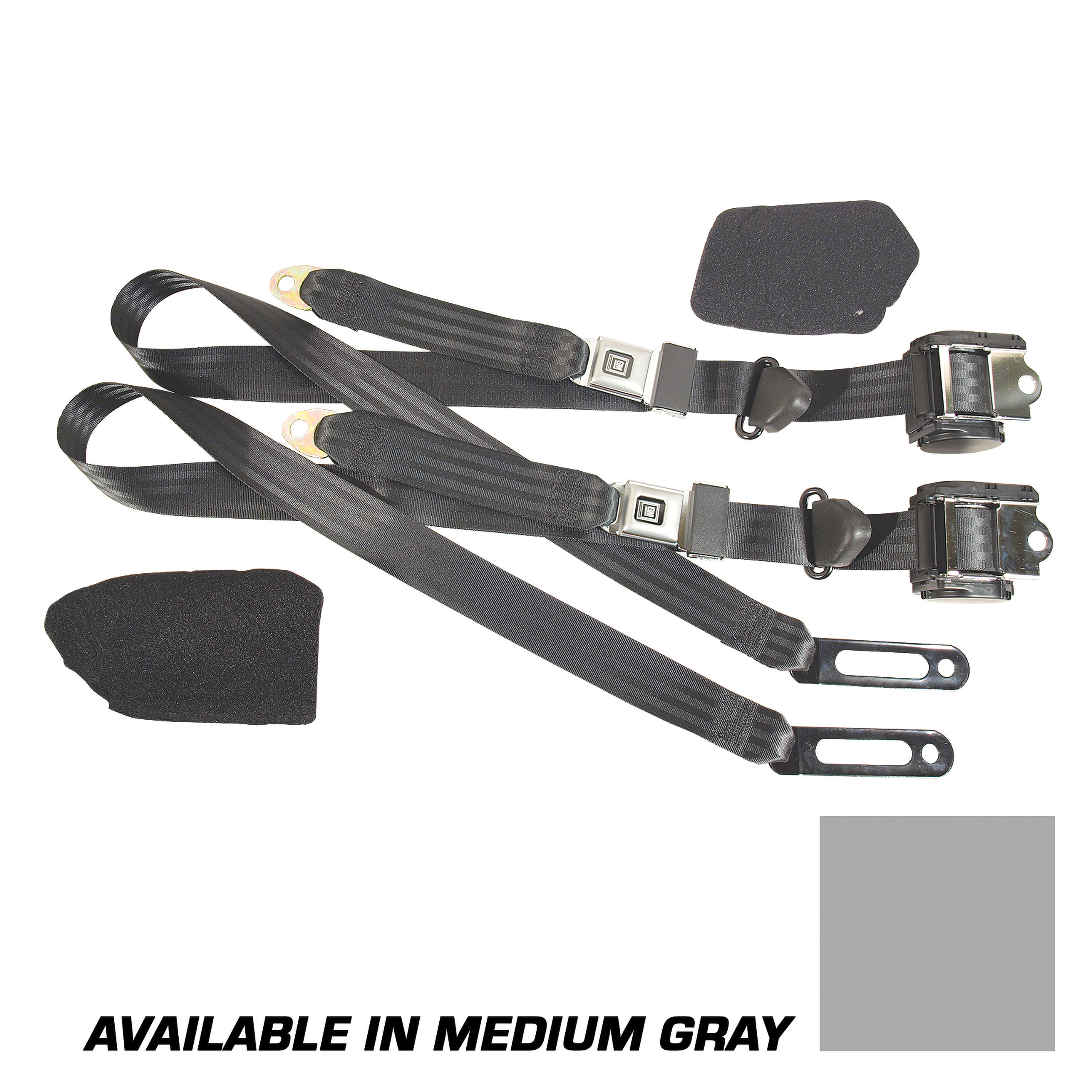 88-91 Corvette C4 40464 Medium Gray Lap & Shoulder Seat Belts Single Retractor CA-51659 