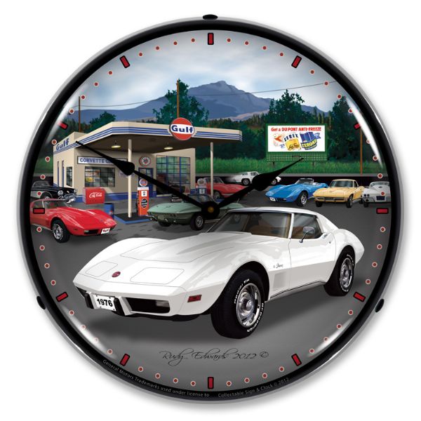 1976 Corvette C3 LED Clock- Gulf Gas Station CA-57644 