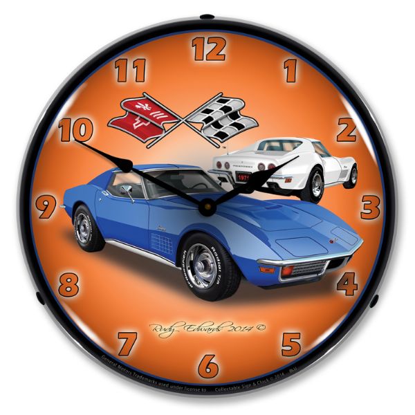 1971 Corvette C3 LED Clock- Stingray Blue CA-57646 