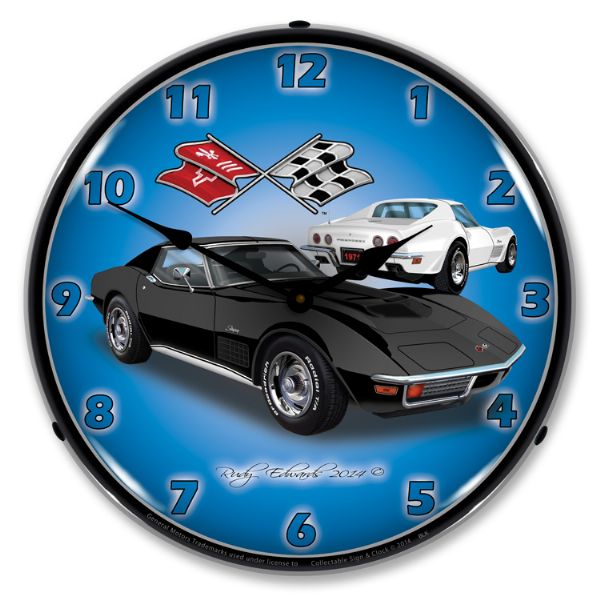 1971 Corvette C3 LED Clock- Stingray Black CA-57648 