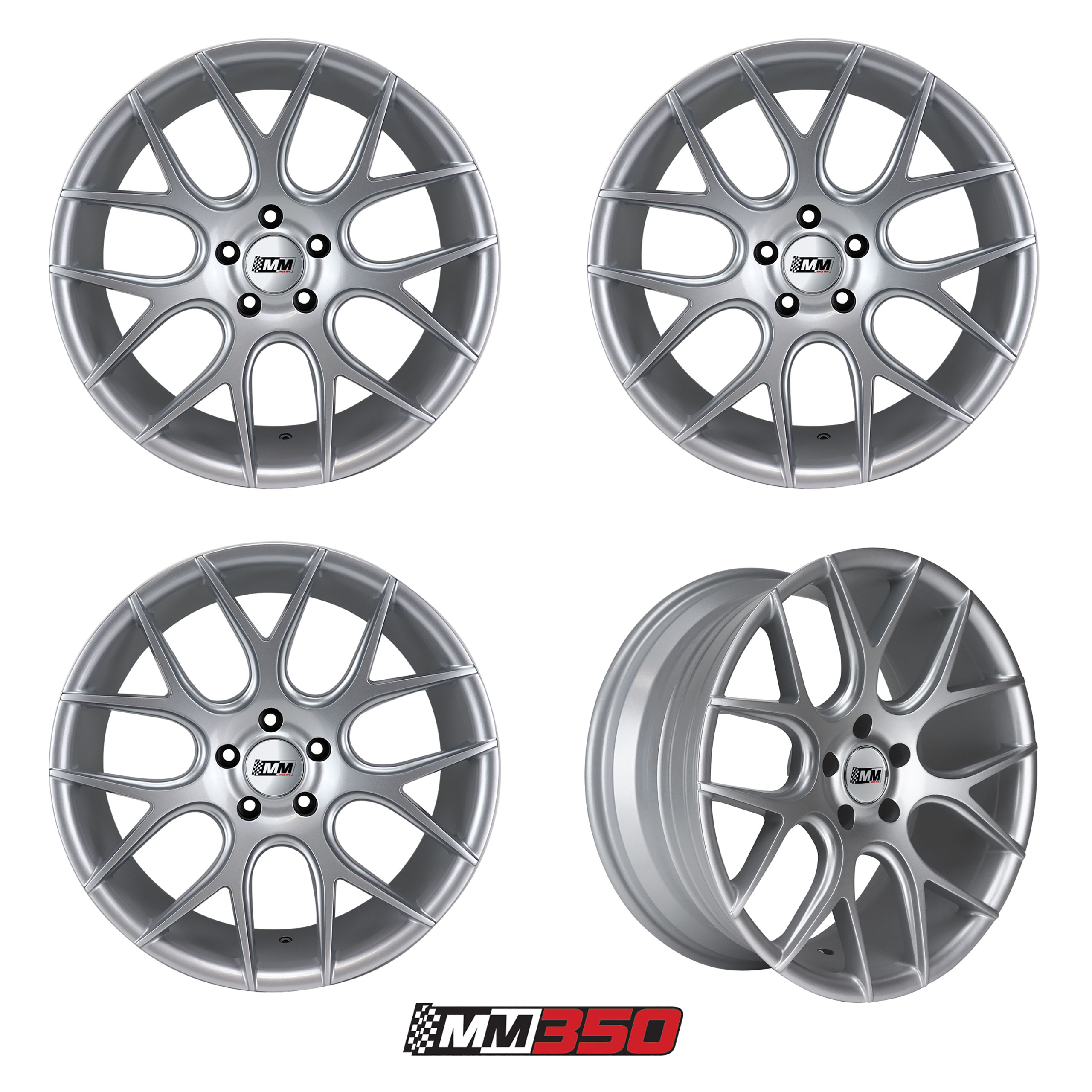 2005-2014 Mustang C6-C7 MM350 19x85/95 Staggered Wheel Set Silver CA-MA2914 