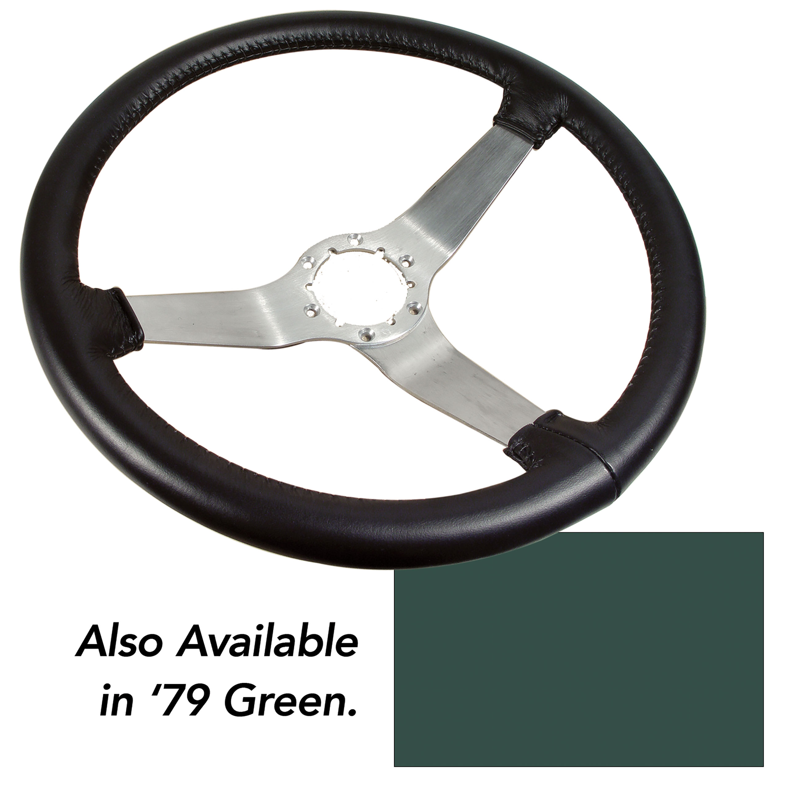 1979 Corvette C3 Steering Wheel Green Leather Satin Spokes CA-X23714