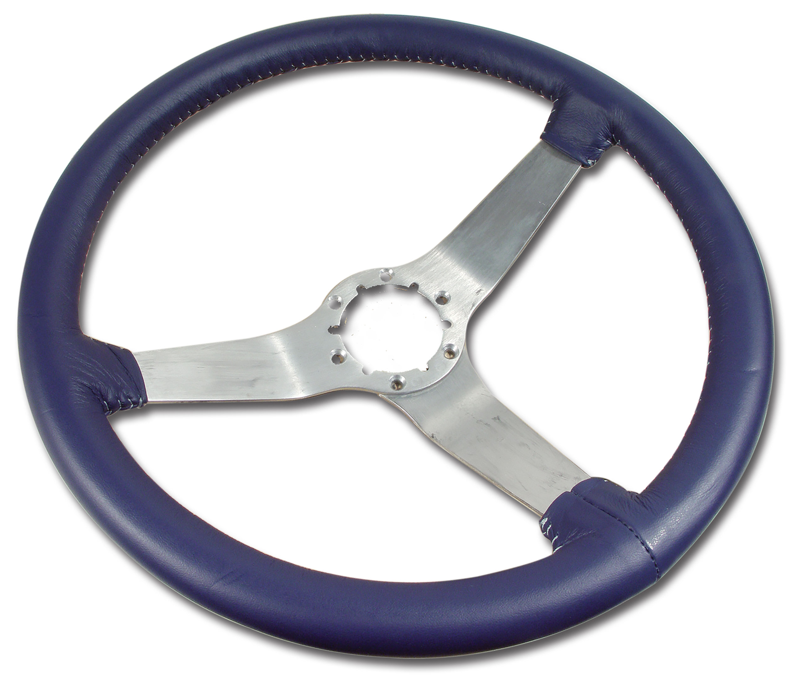 1977 Corvette C3 Steering Wheel Dark Blue Leather Satin Spokes CA-X23745