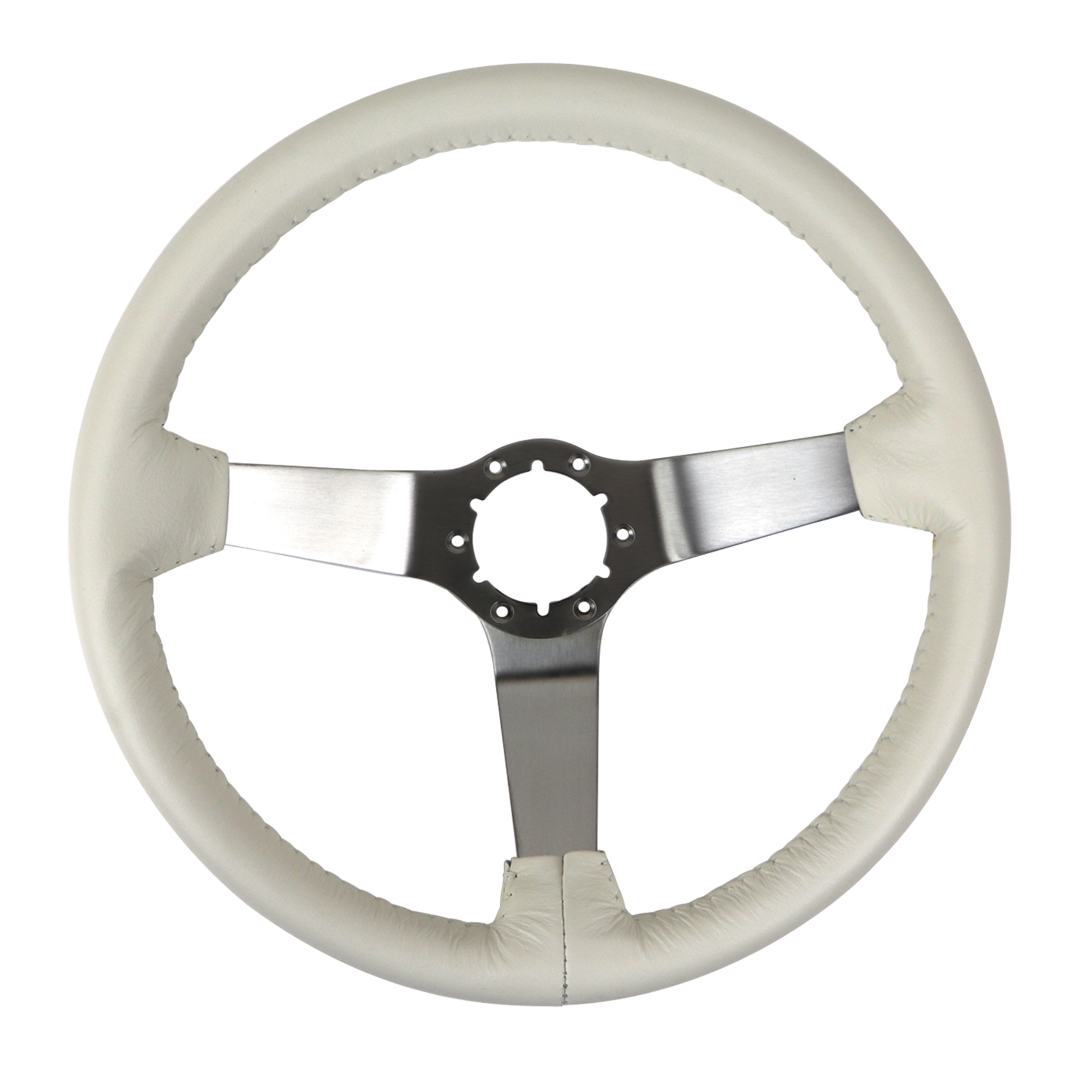 1977 Corvette C3 Steering Wheel White Leather Satin Spokes CA-X23776 