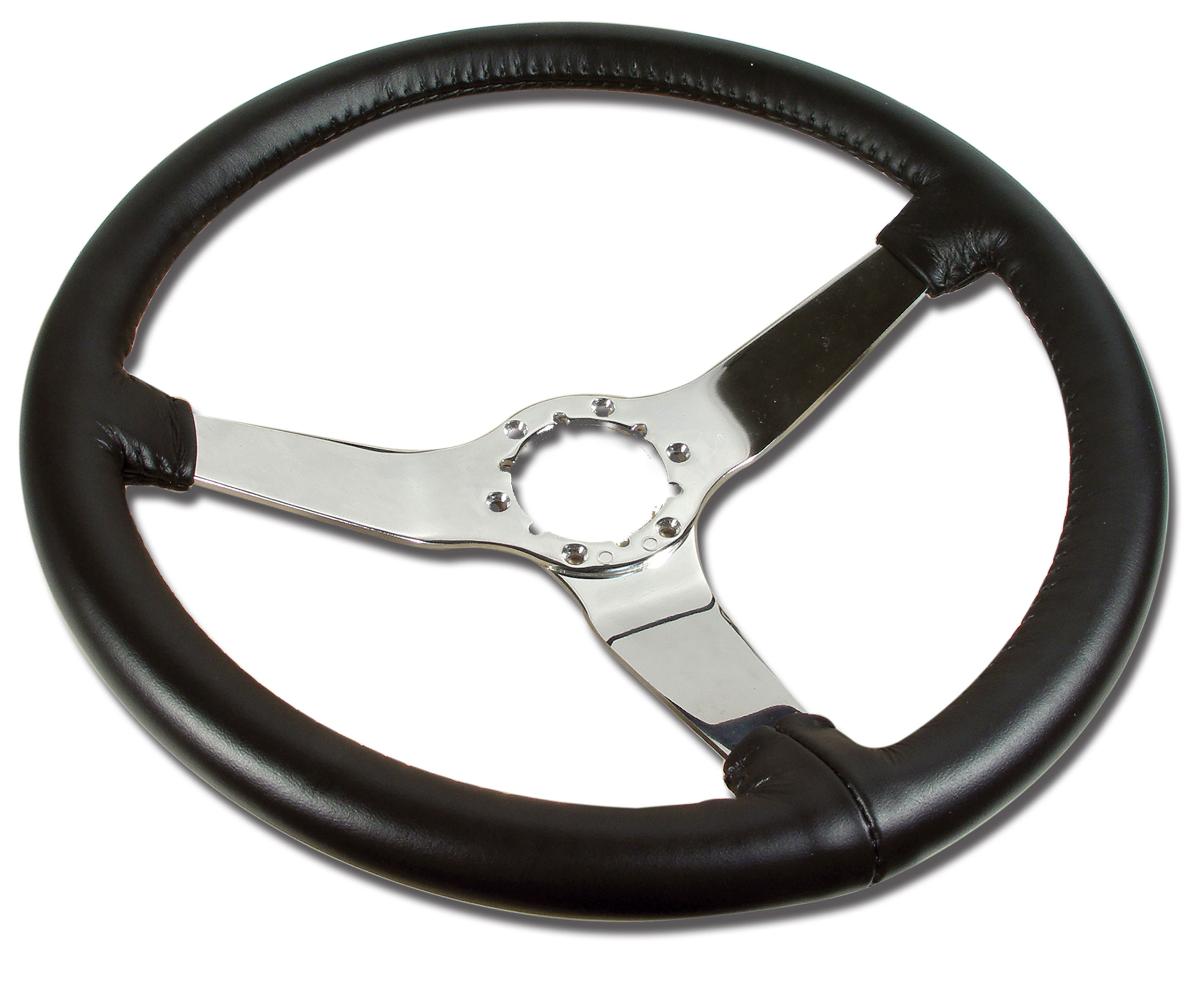 1977-1981 Corvette C3 Steering Wheel Black Leather Chrome Spokes CA-X23820