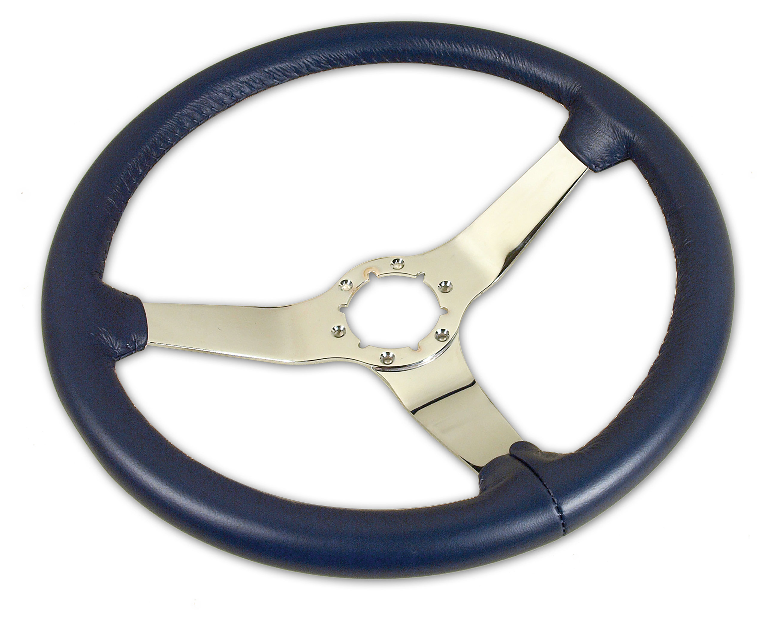 1977 Corvette C3 Steering Wheel Dark Blue Leather Chrome Spokes CA-X23845