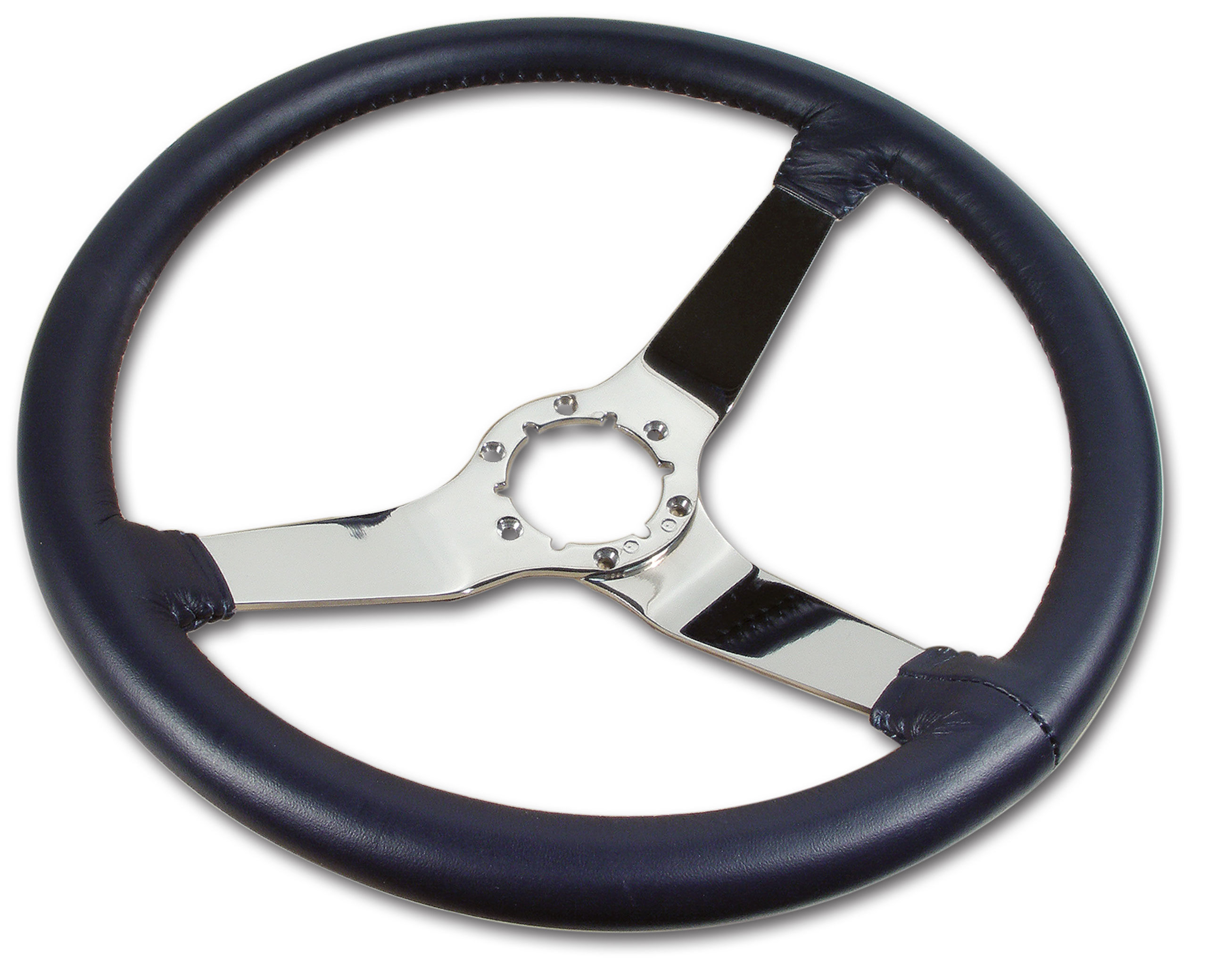 1978-1981 Corvette C3 Steering Wheel Dark Blue Leather Chrome Spokes CA-X23848