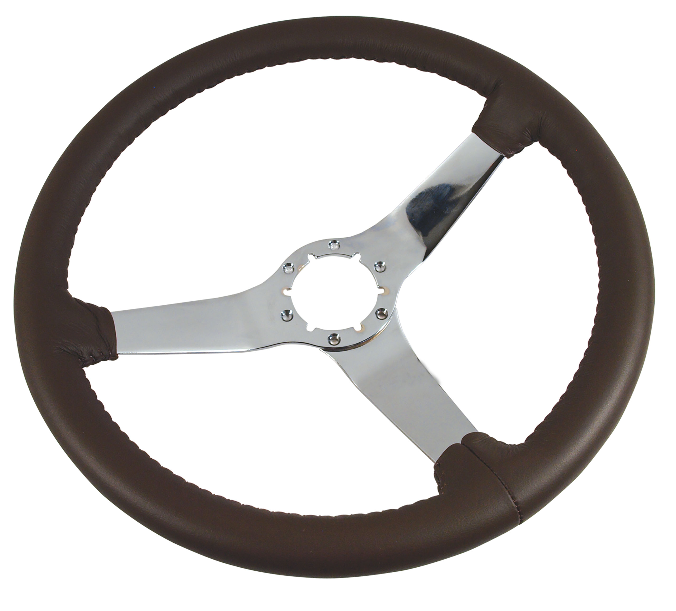 1977-1978 Corvette C3 Steering Wheel Dark Brown Leather Chrome Spokes CA-X23855 